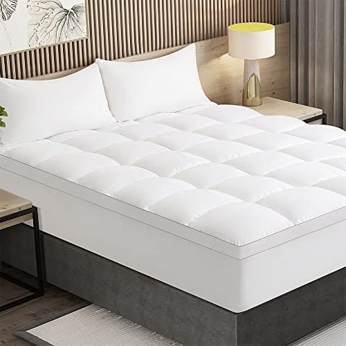 LIANLAM Mattress Topper King,1000 GSM Cooling Mattress Pad,Extra Thick Pillow Top for Back Pain,Soft Mattress Protector Cover with 8