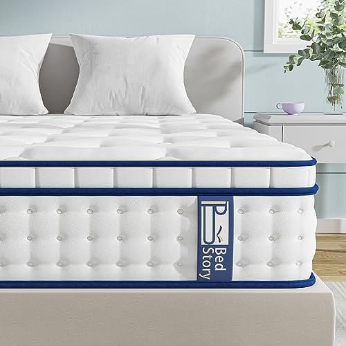 BedStory Queen Mattress, 10 Inch Medium Firm Hybrid Mattress in a Box, Cooling Gel-Infused Memory Foam with Individual Pocket Springs Motion Isolation, Fiberglass Free Mattress, Pressure Relief