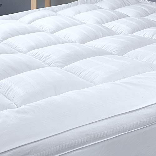 Extra Thick Pillow Top 3 Inch Mattress Topper King Size for Firm Mattress, Cooling Fluffy Cotton Hotel Mattress Bed Topper for Cloud Like Sleep & Back Pain, Plush Soft Pad, Fit to 6”-22” Mattress